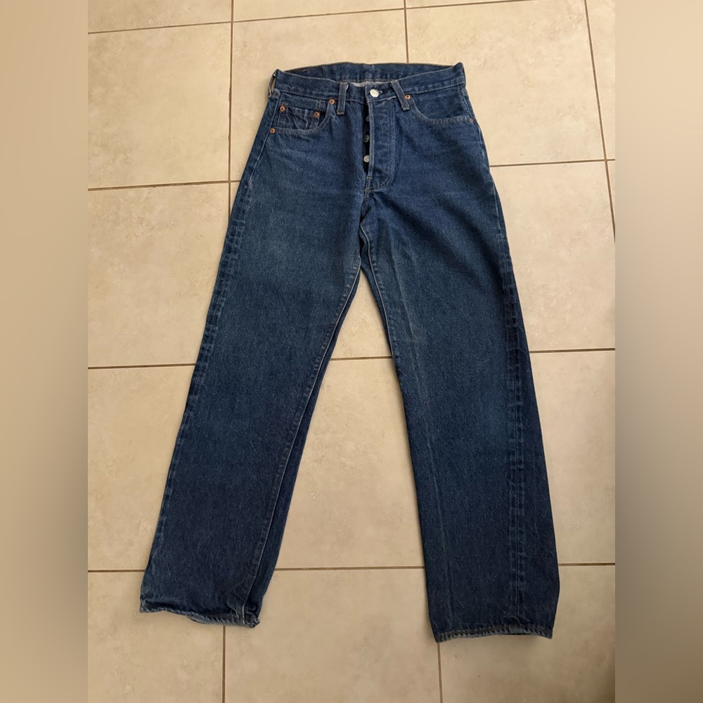 Vintage 1970s Women's Straight-Leg Dark Indigo Jeans
